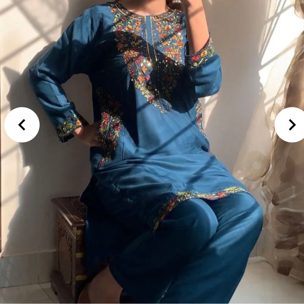 Blue Embroidered Kurta Set/ salwar kameez/ co-ord set